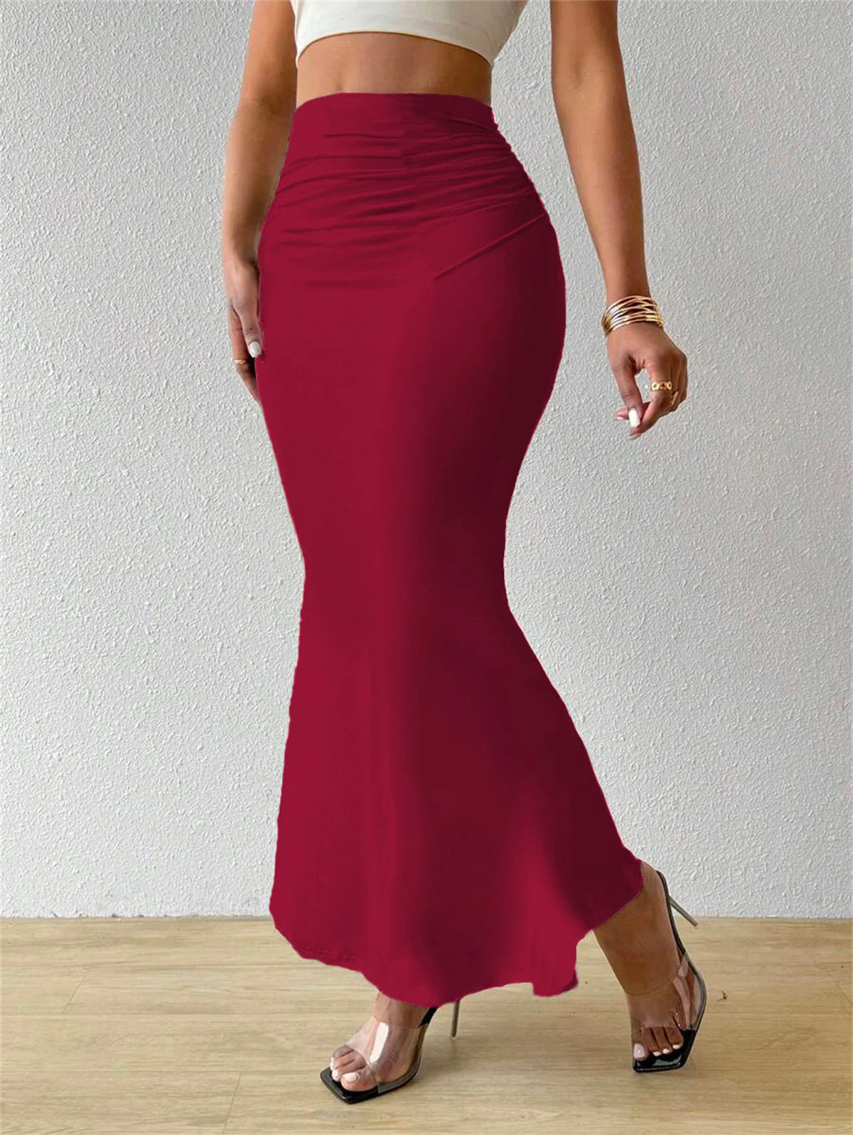 Falda larga ajustada tipo sirena-coleccion primavera verano