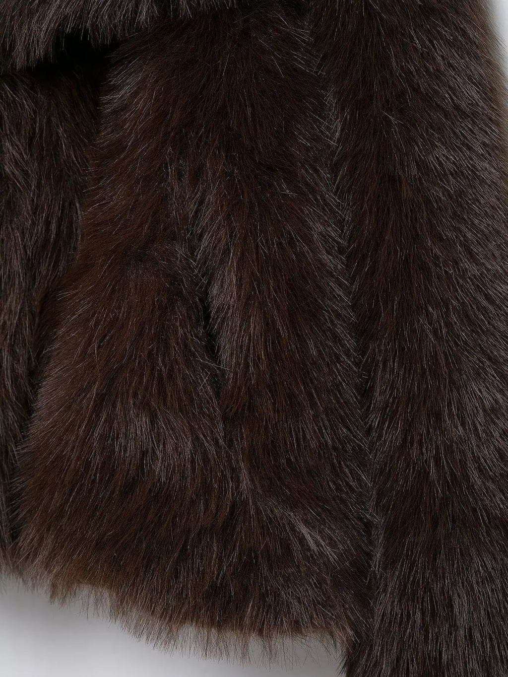 Abrigo de pelo sintetico marron casual para mujer